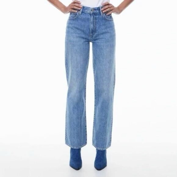 Denim Forum Denim - DENIM FORUM Aritzia Farrah High Rise Wide Leg 30L Jean Size 27